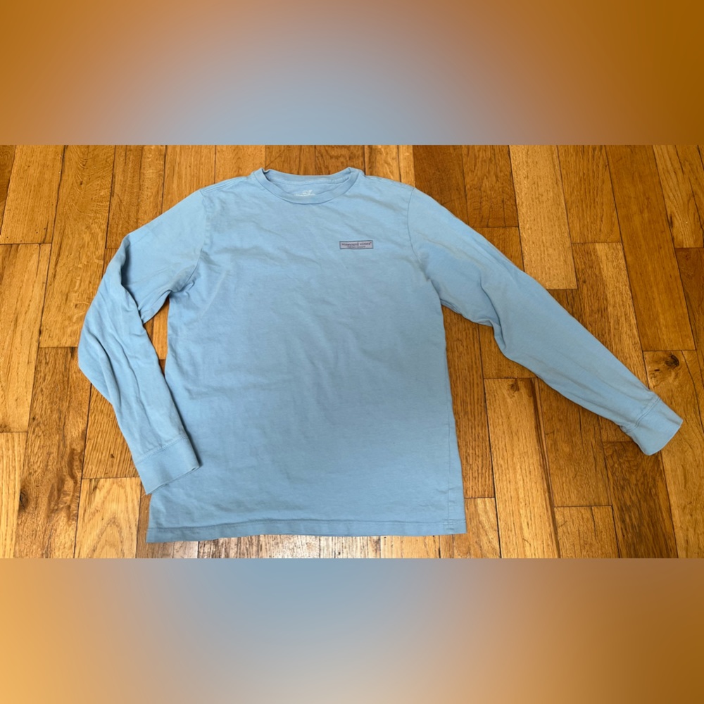 Vineyard Vines L/S tee. Youth 12-14. Light blue. Gently worn.
